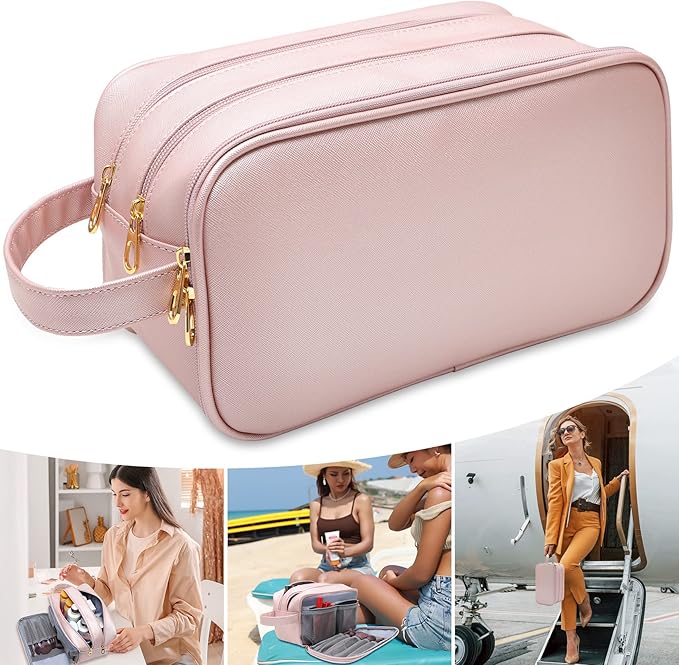 Makeup Bag for Women, Water Resistant Toiletry Bag for Travel Essentials, Dorm Room Essentials for Girl, Toiletry Organizer Dopp Kit for Toiletries Accessories, Mother's Day Graduation Gifts for Her