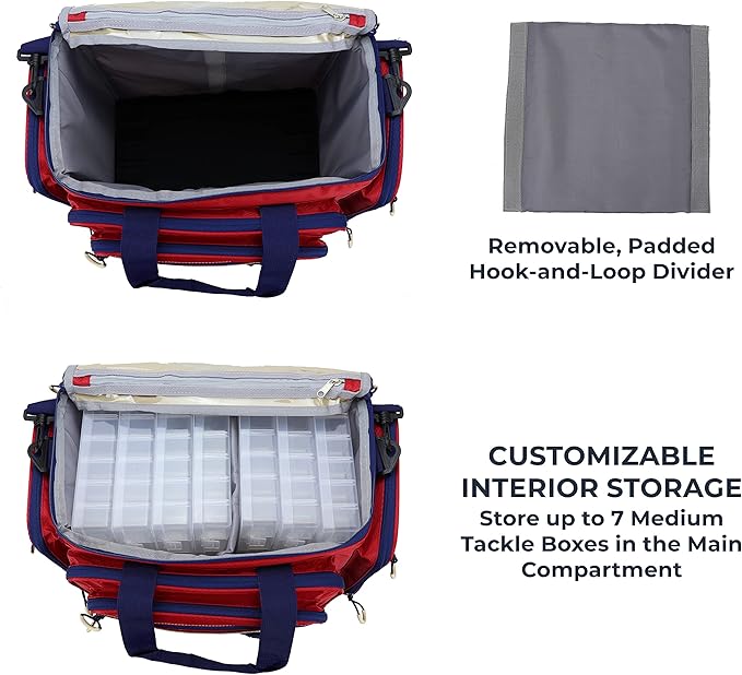 OSAGE RIVER Fishing Tackle Bag with Tackle Boxes, Saltwater Fishing Gear Bag, Tackle Box Organizer with Waterproof Non-Slip Bottom, Padded Shoulder Strap, and Fishing Pliers, Fishing Gifts for Men