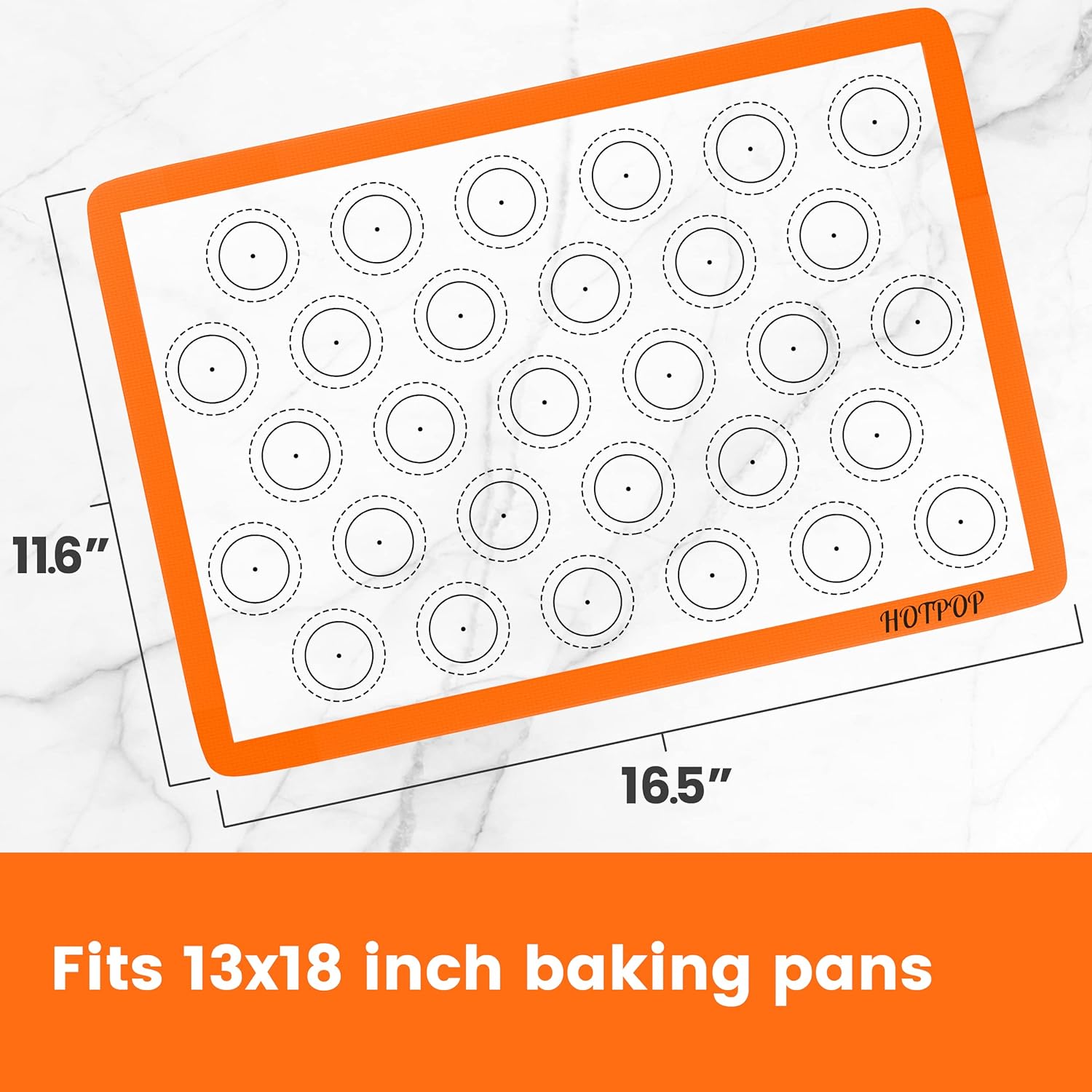 HOTPOP Silicone Baking Mats 0.75mm, Non-Stick Macaron Silicone Baking Mats - Silicone Sheet for Bake Pans and Rolling with Outlines for Pastries (3 HALF SIZE)