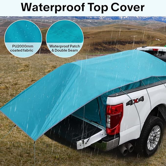 All Weather Camping Screen Tent/SUV Tent, Outdoor Pop Up Tent for Camping with Shelter Mesh & Waterproof PVC, Instant Tent Screen House Portable for Car SUV Van Camping