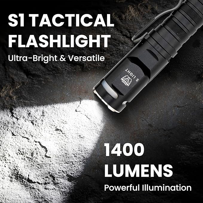 Rechargeable Tactical Flashlight, 1400LM Magnetic Base LED Light with Right Angle Head, Pocket Flashlight for Work, Camping & Emergency, High Lumens, Durable & Water-Resistant