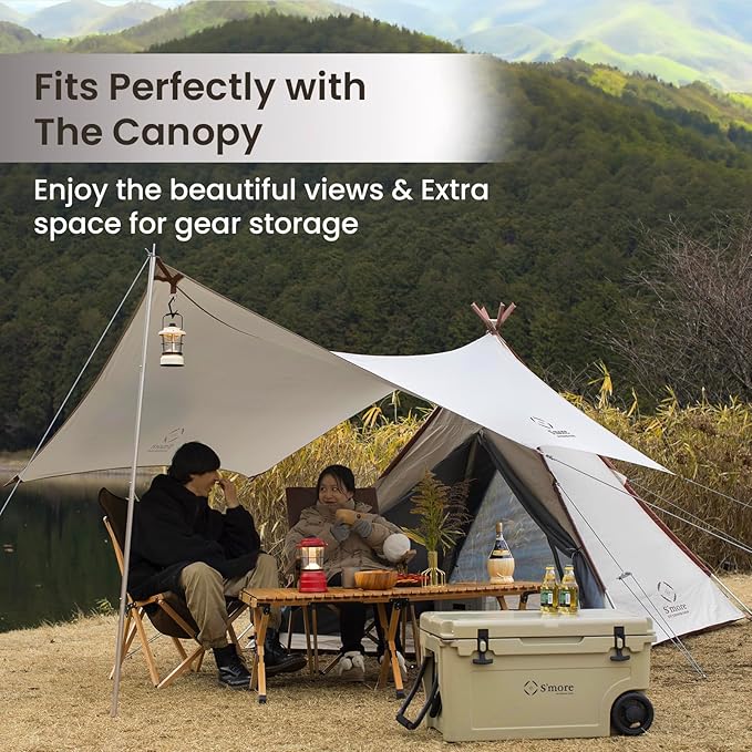 S'More Glamping Tent with Porch, 2/3/4/5/6 Person Durable Weatherproof Camping Tent, Large Family Tent with Room Divider, Easy Setup Tent with Screen Room