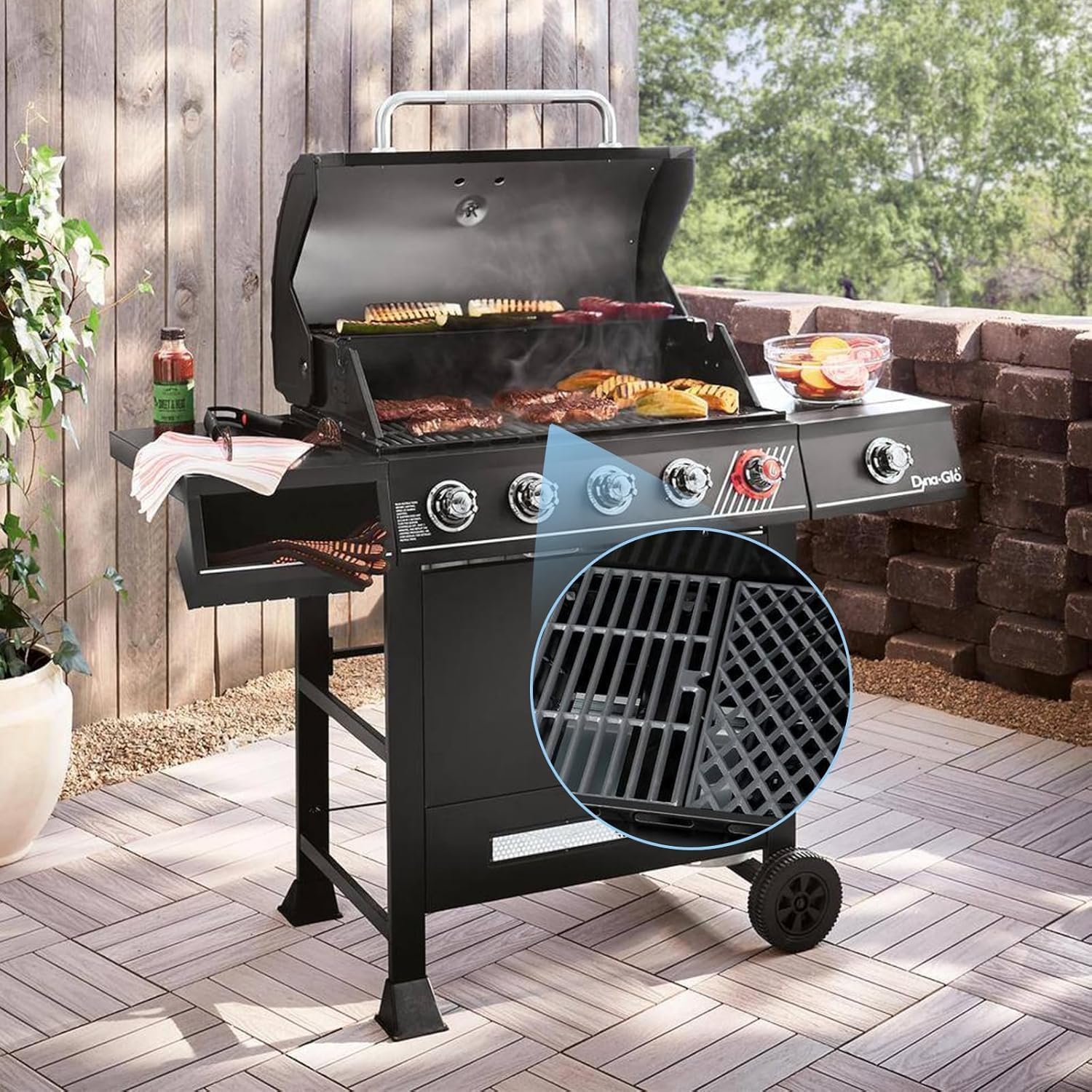 Uniflasy Cast Iron Cooking Grates for Dynaglo 4 Burner DGH450CRP DGH450CRP-D DGF493BNP, 5 Burner DGH474CRP DGH485CRP, Dyna-glo Grill Grate Replacement Part, 70-01-911 70-02-614 Grill Grate