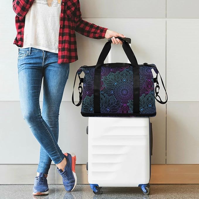 Women's Weekender Duffle Bag for Travel and Gym with Toiletry and Shoes Compartment