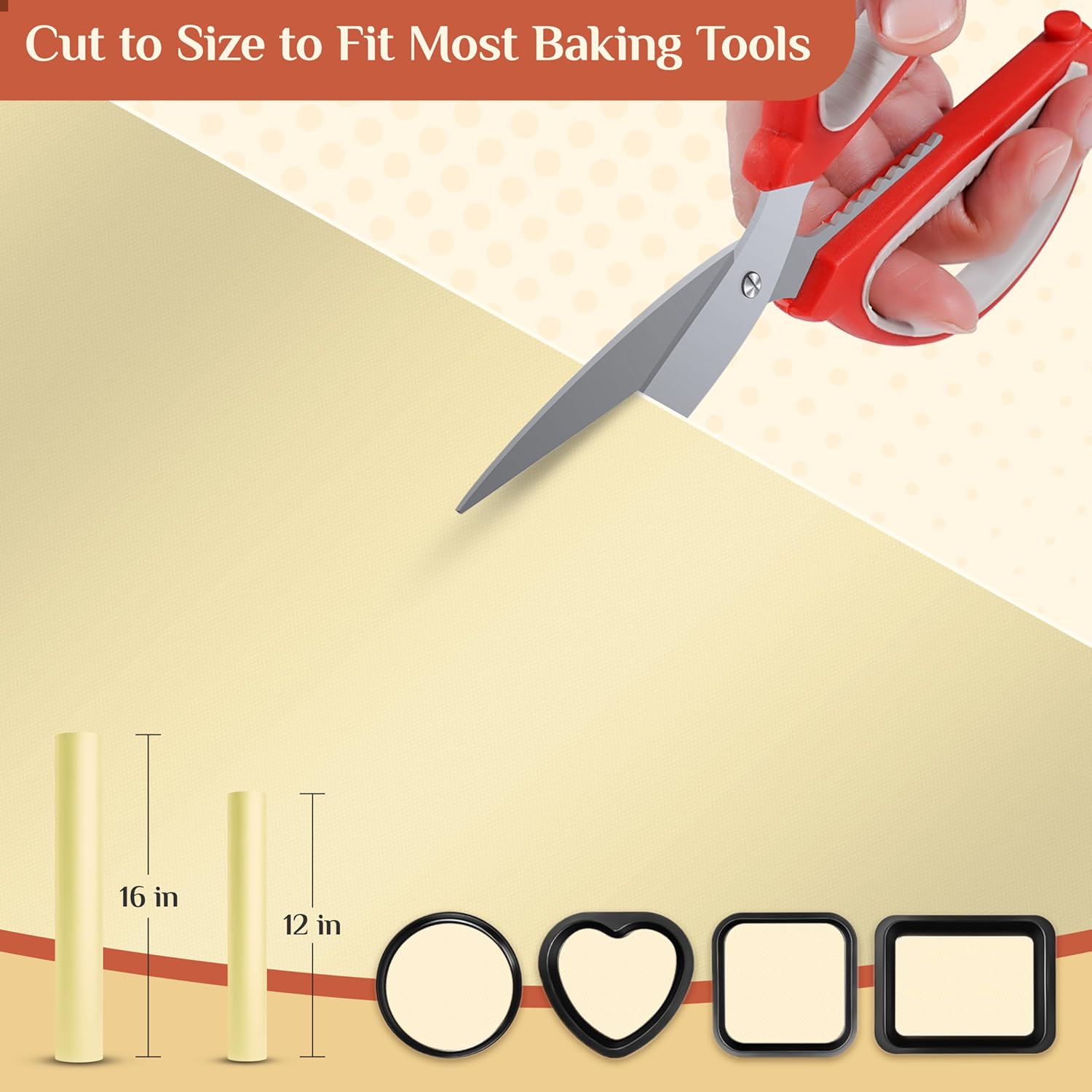 Silicone Baking Mat, 16 IN x 6 FT Free Cutting Baking Sheet,Non-Stick Reusable Dough & Pastry Mat,Non-Slip Silicone Mat Roll for Air Fryer Liner,Freeze Dryer,Oven Baking Pan,Kitchen Counter