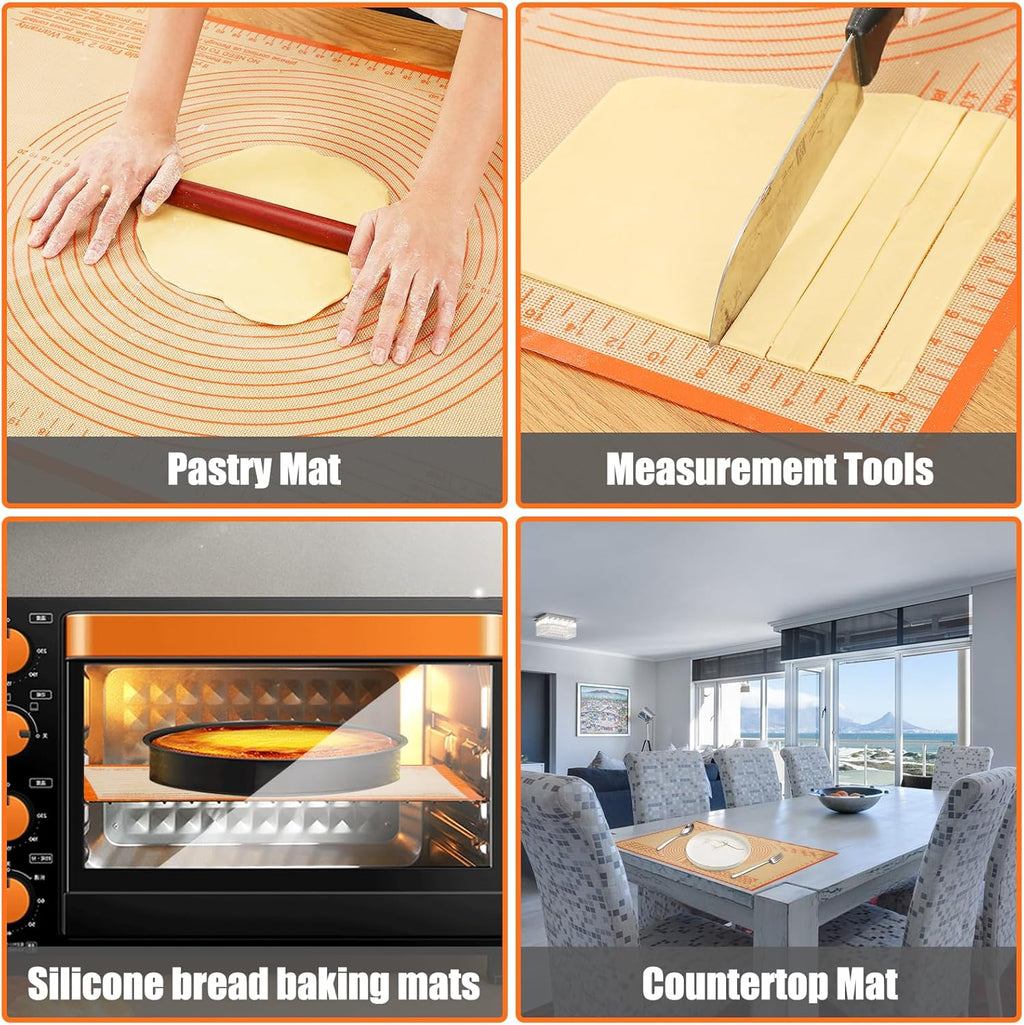 Silicone Pastry Mat 34x26 Inch - Nonstick Baking Mat Perfect for Dough, Pastry, Pie Crust, Fondant, Pasta/Pizza, Kitchen Counter