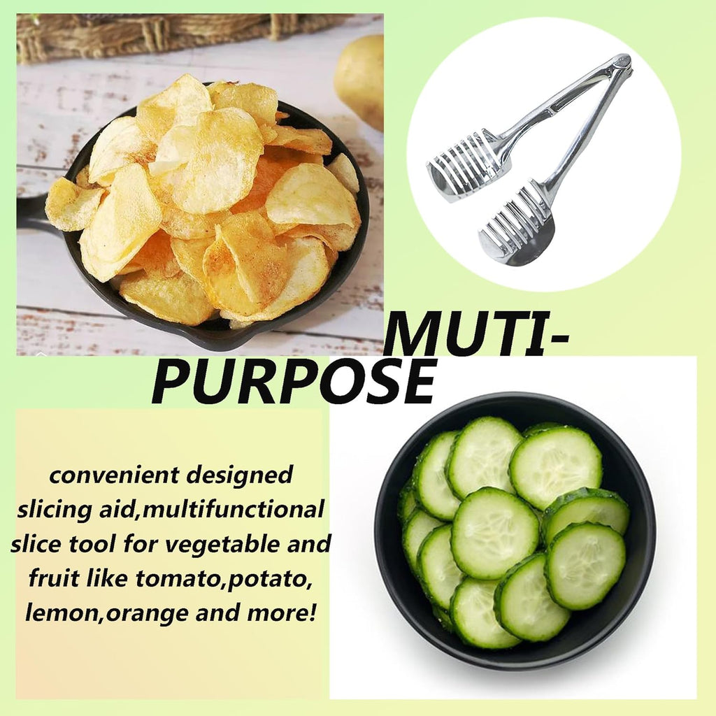 Lemon Slicer Tomato Cutter Multipurpose Round Fruit Cutter Holder for Orange Onion Egg Handhold Stainless Steel Kitchen Tools Household Kitchen Utensil