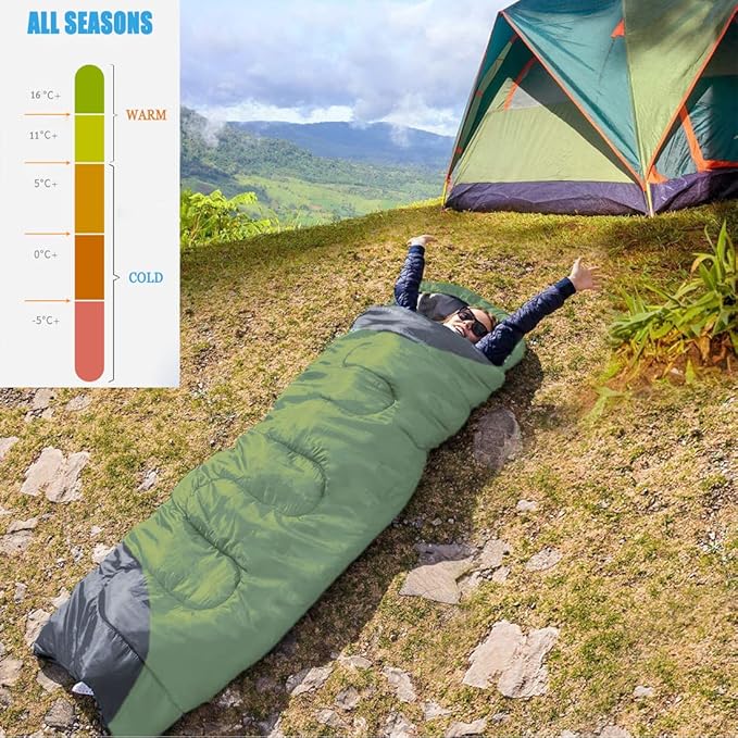 tuphen- Sleeping Bags for Adults Kids Boys Girls Backpacking Hiking Camping Microfiber Liner, Cold Warm Weather 4 Seasons Indoor Outdoor Use, Lightweight & Waterproof