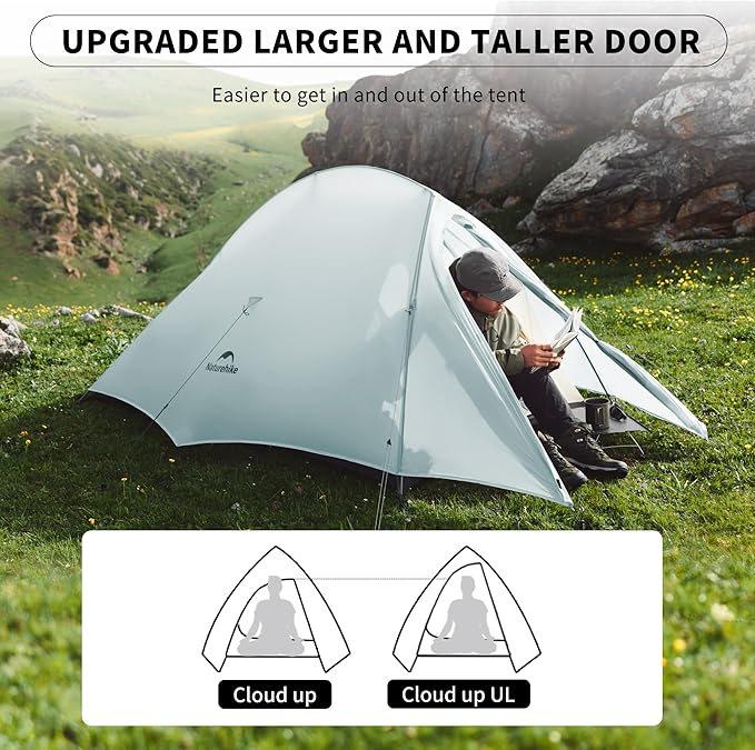 Naturehike Cloud-Up 2 Person Tent Lightweight Backpacking Tent with Footprint - Free Standing Ultralight Camping Hiking Backpack Tents Two Person Tent