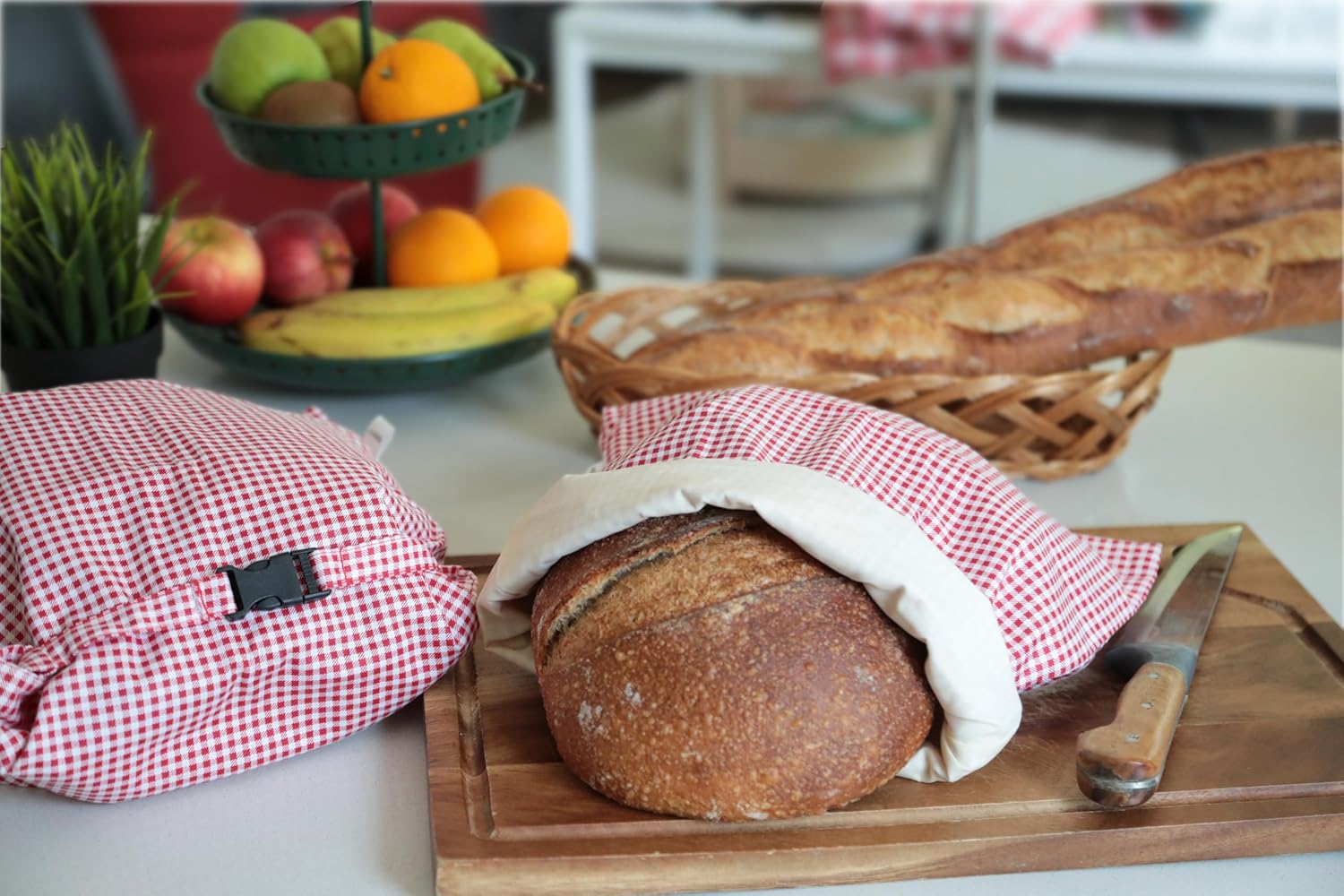 2 XL Beeswax Bread Bags for Homemade Sourdough, Produce, Sandwiches & Lunchbox Use - Reusable Bread Storage Bags, Washable (2-Pack)