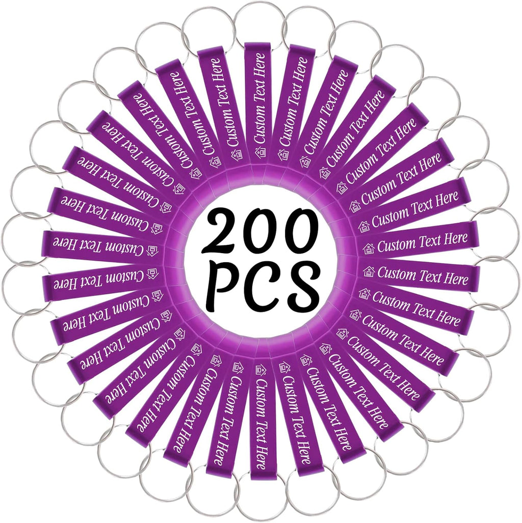 200PCS Personalized Bottle Opener Keychain Bulk Custom Beer Bottle Opener with Logo Text Engraved Wedding Bottle Opener Favors Customized Gifts for Guests Baby Shower Birthday Party-Purple