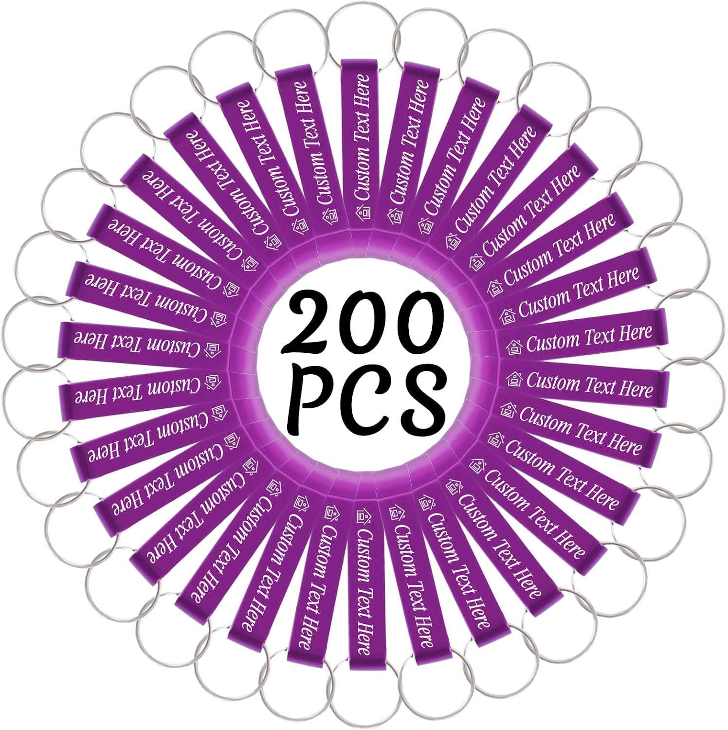 200PCS Personalized Bottle Opener Keychain Bulk Custom Beer Bottle Opener with Logo Text Engraved Wedding Bottle Opener Favors Customized Gifts for Guests Baby Shower Birthday Party-Purple