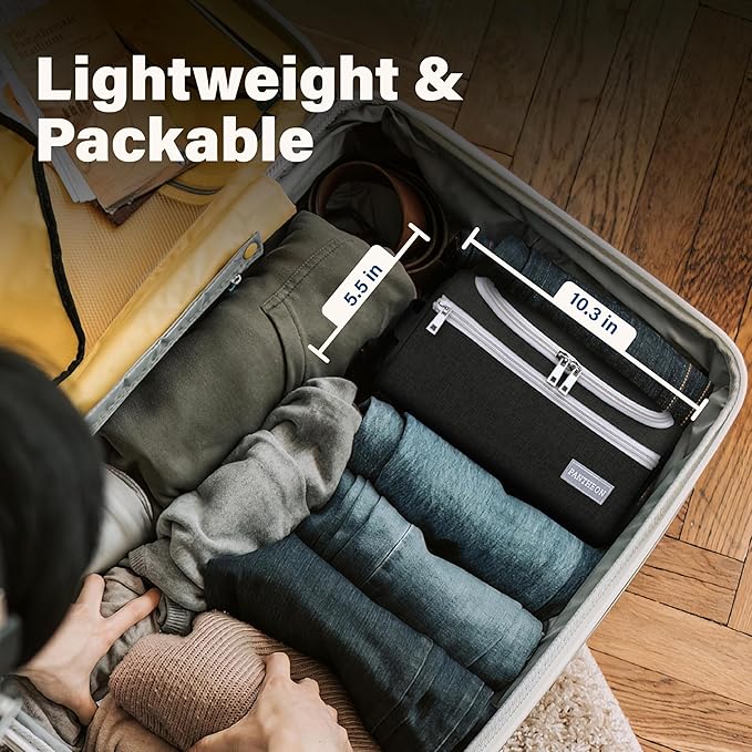 Pantheon Men's Toiletry Bag - Travel Toiletry Bag Wash Bag Hanging Dopp Kit Shaving Kit for Bathroom Shower - Mens Travel Bag Hanging Toiletry Organizer Toiletry Kit for Traveling (Black)