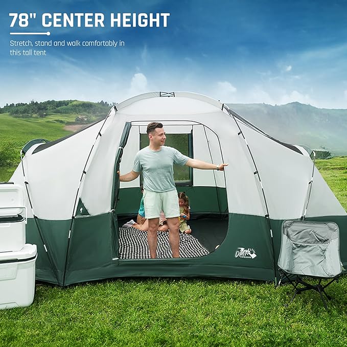 Tents for Camping 6/8/10/11 Person Large Camping Tent with Porch Big Tent with Rainfly & Reflective Windproof Rope Portable with Carry Bag for Family Camping & Hiking