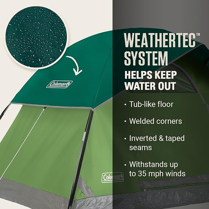 Coleman Sundome 4-Person Tent with Rainfly, Weatherproof Tent Sets Up in 10 Mins