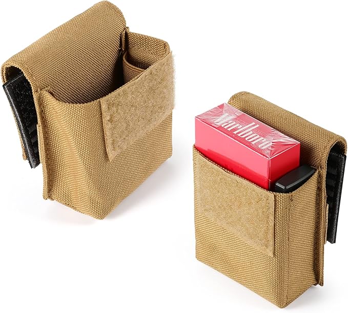 2 Pack Tactical Pouches, Molle EDC Compact Pouch Small Utility Pouch Accessories Battery Cigarette Case Card Holder Lighter Slot Mini Cigar Belt Waist Pack