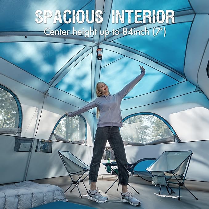 PORTAL 6 | 8 | 10 Person Family Camping Tent with Porch, Big Family Camping Tent with Tall Height, Good Ventilation, Water Resitant Large Tent for Outdoor Camping, Backyard