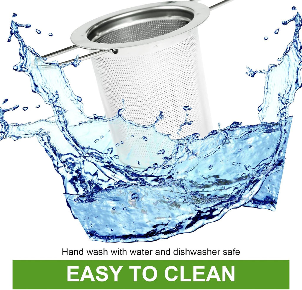 2 Pack Tea Infuser, Stainless Steel Extra Fine Mesh Tea Strainer for Loose Leaf with Foldin Handle Sitting in Mugs, Tea Filters, Tea Strainers, Tea Basket, Infusers Tea Diffuser for Loose Tea Steeper