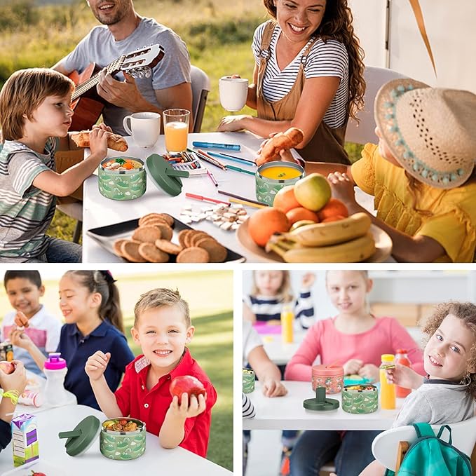 12oz Kids Soup Thermo for Hot Food Insulated Vacuum Food Jar with Buckle Lid, Stainless Steel Wide Mouth Leak Proof Lunch Container for School Travel 1 Pack