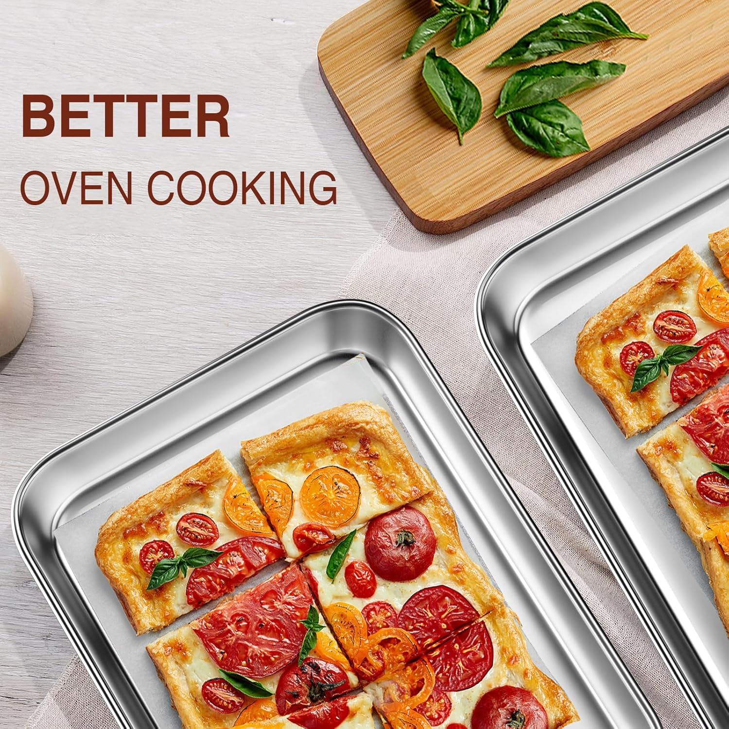 Wildone Sheet Pan Set Baking Sheet Cookie Sheet Baking Pan Toaster Oven Pans, 12 PCS Stainless Steel Baking Tray Cookie Pan, Heavy Duty & Dishwasher Safe, 9 x 6.7 x 1 Inches