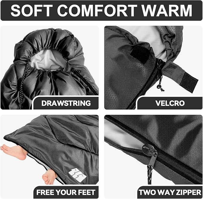 Sleeping Bags for Adults Cold Weather,Portable, Waterproof,Lightweight Sleeping Bag for Tall Girls Boys with Compression Sack for Warm Camping, Hiking, Outdoor & Indoor
