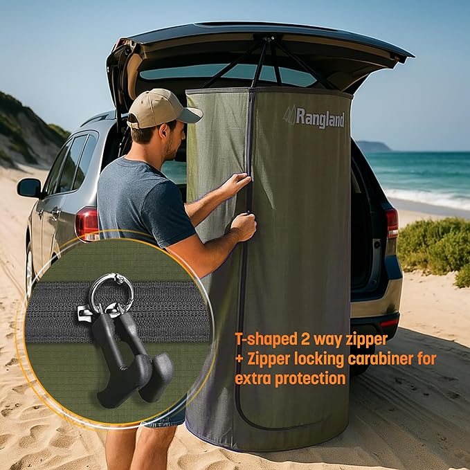 Portable Changing Room Tent - Instant Pop Up Privacy Pod with Suction Cup for SUV Liftgate, for Camping, Shower, Beach and Toilet Stall (Carrying Bag Included) Green