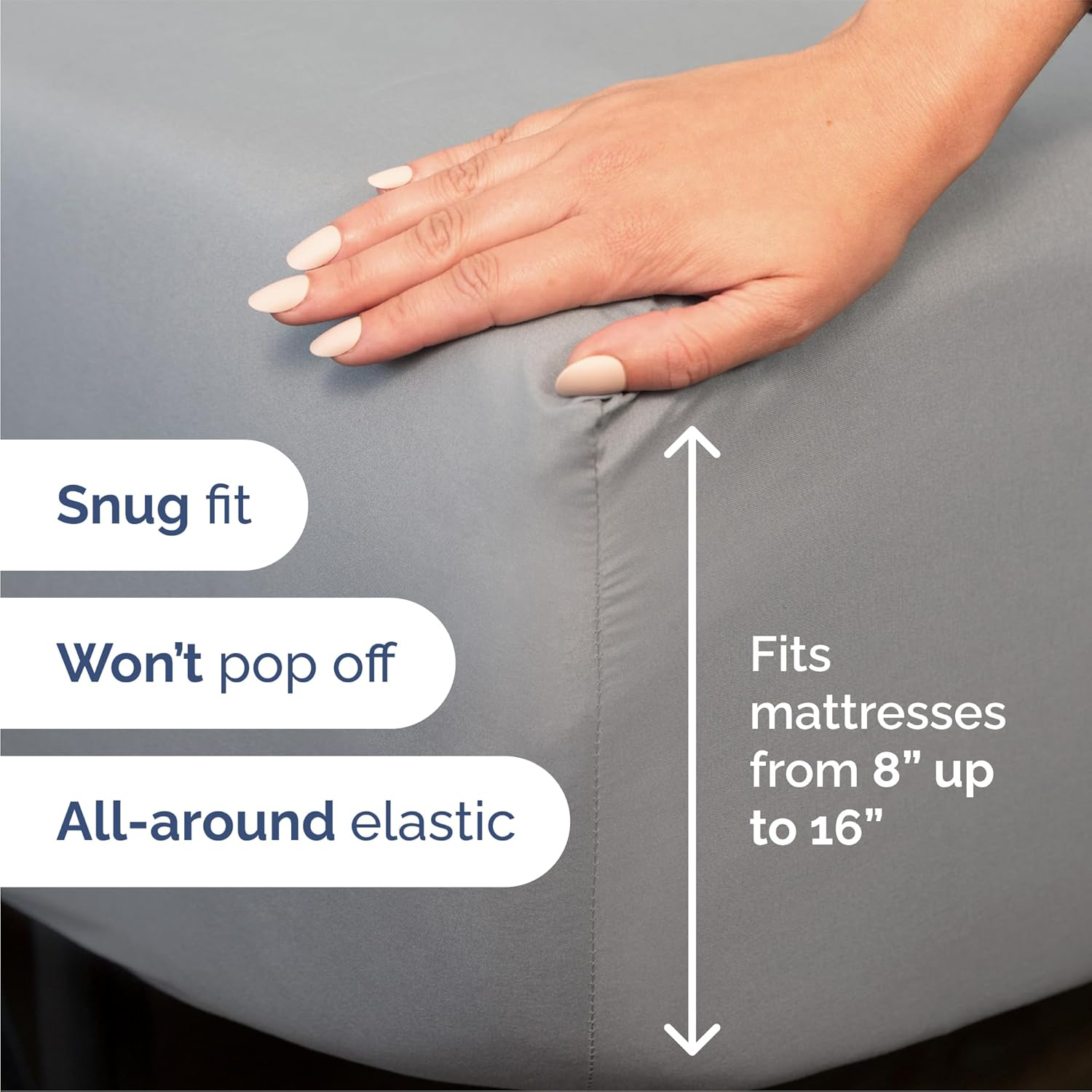 Queen Size 4 Piece Sheet Set - Comfy Breathable & Cooling Bed Sheets Set - Hotel Luxury Bedding for Women, Men, Kids, Teens, Boys & Girls - Deep Pockets, Soft and Wrinkle Free - Oeko-Tex - Steel Blue