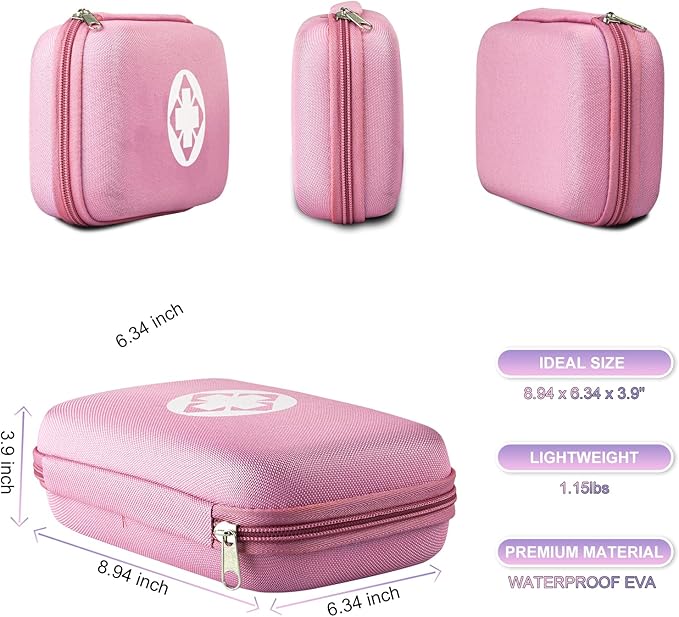 274PCS Travel First Aid Kit Supplies for Business, Emergency Backpacking Essentials Items Trauma First Aid Survival Kits for Outdoor Adventure, Pink Monoki