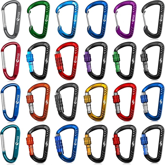 12kN (2697 lbs) Heavy Duty, Locking, Auto Locking, Wiregate Carabiner Clips, for Securing Pets, Outdoor, Camping, Hiking, Hammock, Dog Leash Harness, Keychains