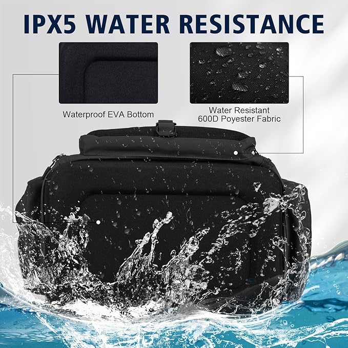 Goture IPX EVA Bottom Fishing Tackle Bag with Rod Holder, Waterproof 600D Fishing Backpack with 8 Lure Pockets & Rain Cover