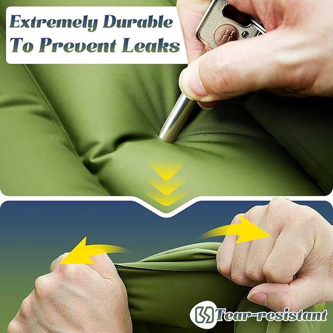 Double Sleeping Pad for Camping, 6" Extra-Thick 2 Person Camping Sleeping Pad with Pillow Built-in Foot Pump, Inflatable Sleeping Mat for Backpacking, Tent, Hiking Essentials Gear