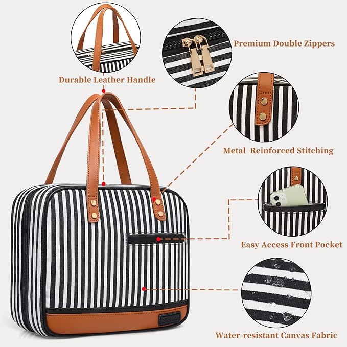 Hanging Travel Toiletry Bag,Large Capacity Cosmetic Travel Toiletry Organizer for Women with 4 Compartments & 1 Sturdy Hook,Perfect for Travel/Daily Use/Christmas