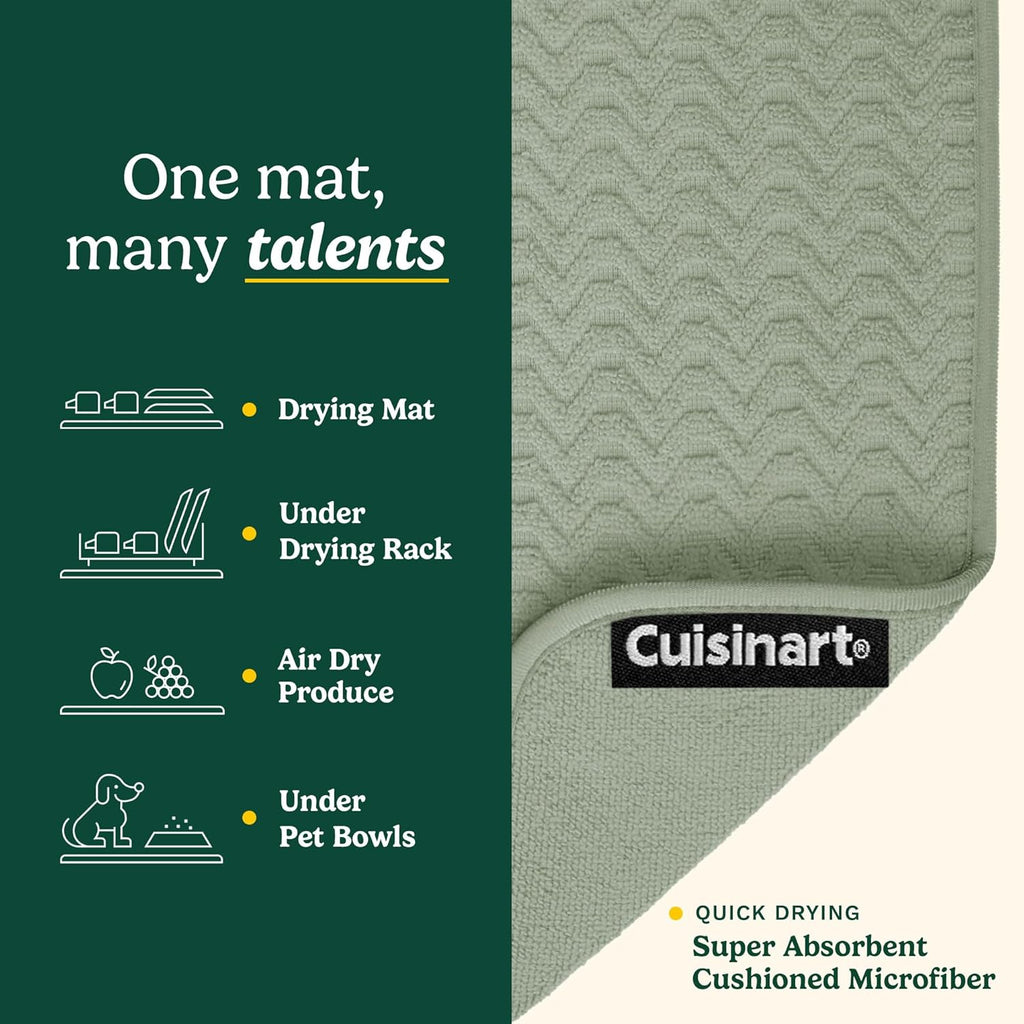 Cuisinart Dish Drying Mats for Kitchen Counter - (2) 18" x 24" Ultra Absorbent Dish Drying Mat XL - Foldable, Machine Washable, Fast Drying Dish Mat (Geostripe)