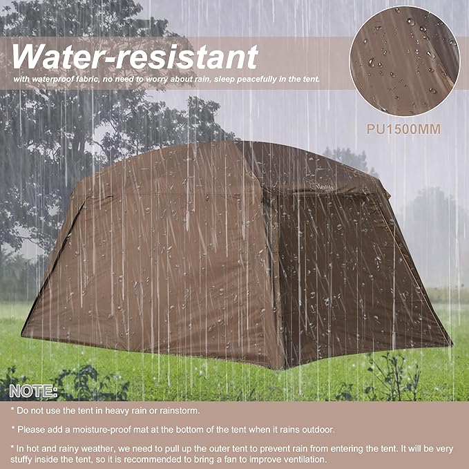 Vidalido 8-10 Person Camping Tent with 3 Door 2 Room Large Family Cabin Tents, Double Layer Waterproof Portable Glamping Tent, Big Tents for Outdoor Picnic Camping Hiking and Family Gathering