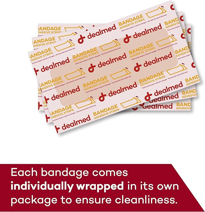 Dealmed Fabric Flexible Adhesive Bandages – 100 Count (2 Pack) Bandages with Non-Stick Pad, Latex Free, Wound Care for First Aid Kit, 2" x 4"