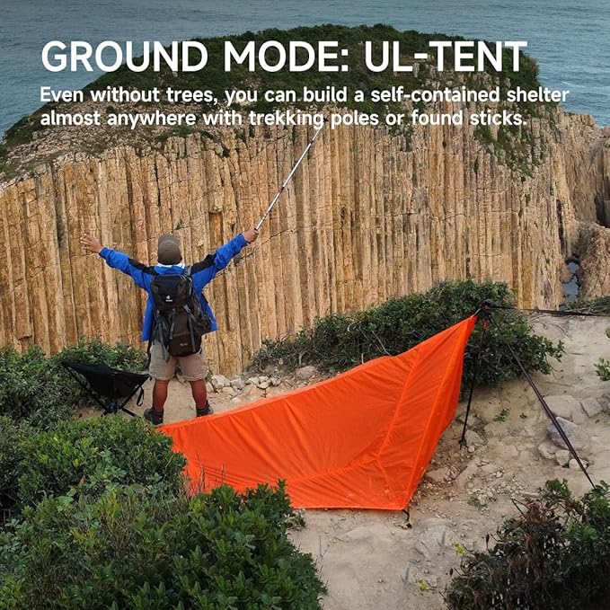 SkyNest 11ft Hammock with Net and Rain Fly Tarp, 4 in 1 Camping Hammock Tent, Ultralight Portable Double-Layer Hammock with Ridge Rope for Camping, Hiking and Backpacking