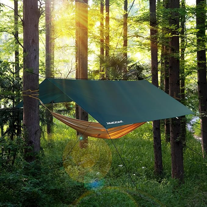 Waterproof Camping Tarp - 10X13ft Hammock Rain Fly, Ultralight & Portable & UV Protection Backpacking Tarp, Multifunctional for Outdoor Adventure, Hiking, Tent, Hammock