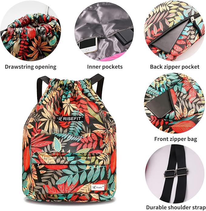 Waterproof Drawstring Bag, Gym Bag Sackpack Sports Beach Backpack for Men Women