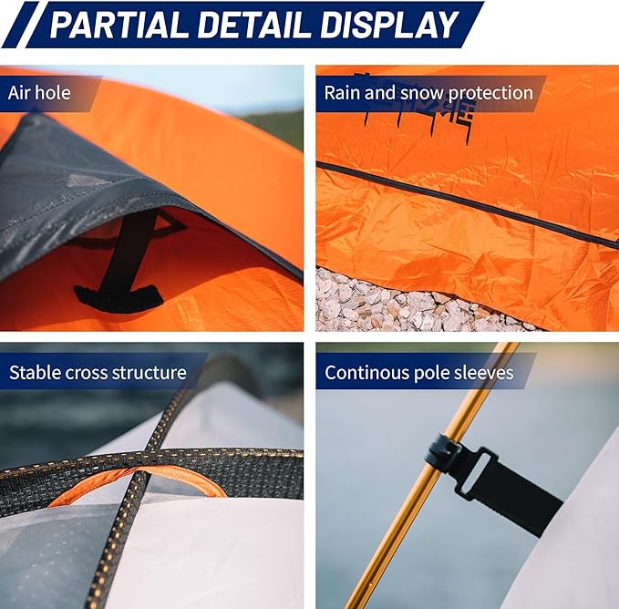 Himalaya 1/2 Person Camping Tent, 4 Season Tent Backpacking Winter Tent Waterproof Windproof Lightweight Portable PU5000 for Outdoor Camping Cold Weather Hiking Mountaineering