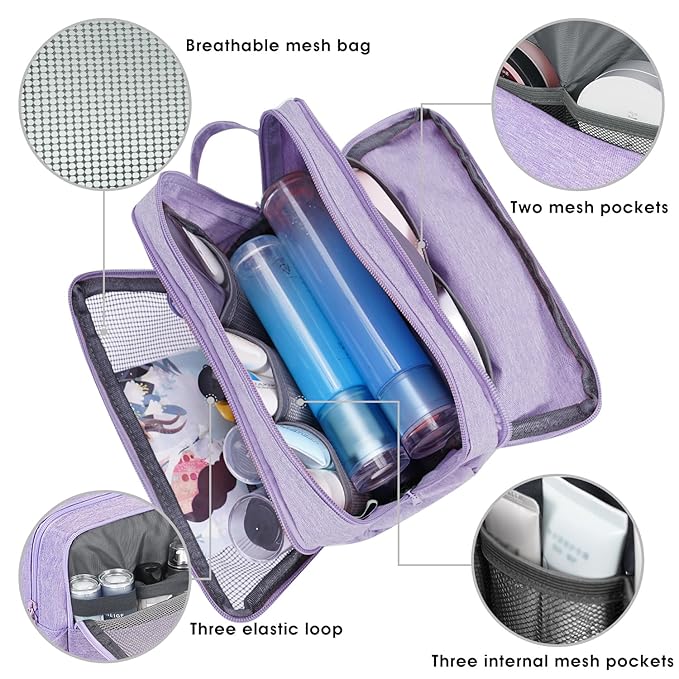 Toiletry Bag for Men Hanging Dopp Kit Water Resistant Shaving Bag Small Toiletry Bag for Traveling (Denim Pure Purple)