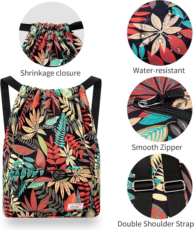 Peicees Waterproof Drawstring Sport Bag Lightweight Sackpack Backpack for Men and Women