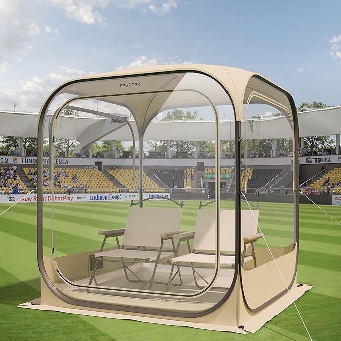 EAST OAK Weather Sports Tent for Fishing & Outdoors | Pop Up Bubble Tent Instant Sun & Rain Shelter | No Condensation, Spacious Interior, Ultra Visibility | All Weather Protection | 50L*50W*68.9H