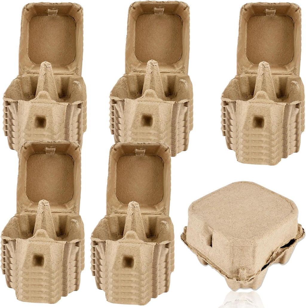 30 Pack Egg Cartons Bulk Empty Natural Pulp Egg Storage Case 4 Count Square Chicken Cardboard Egg Tray Holder for Family Farm Market Chicken Farm Storing