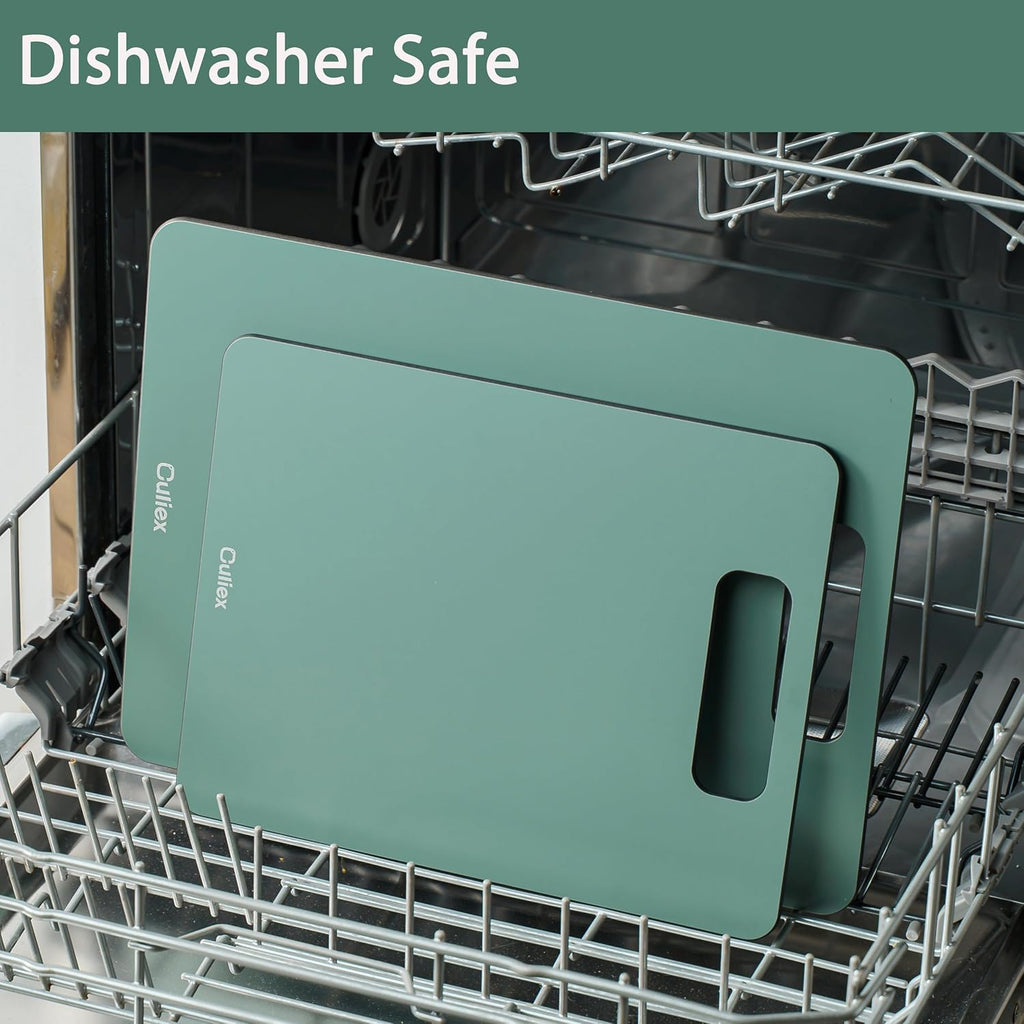 Cutting Boards for Kitchen [Set of 2], Wood Fiber Composite Cutting Board, Dishwasher Safe, Non-Porous, and Durable for Meat, Vegetables, and Fruit, Green