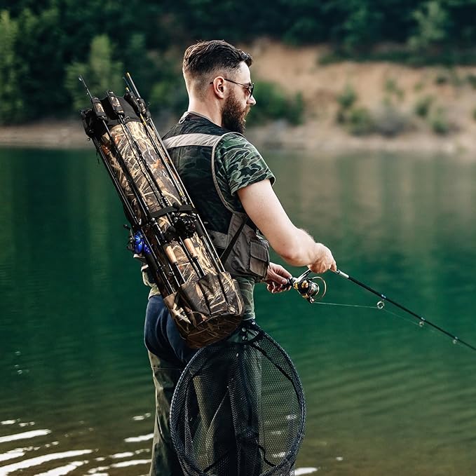Wowelife Fishing Rod Carrier - Pole Bag Reel Organizer Case Storage for Gear, Travel - Gifts for Men, Family