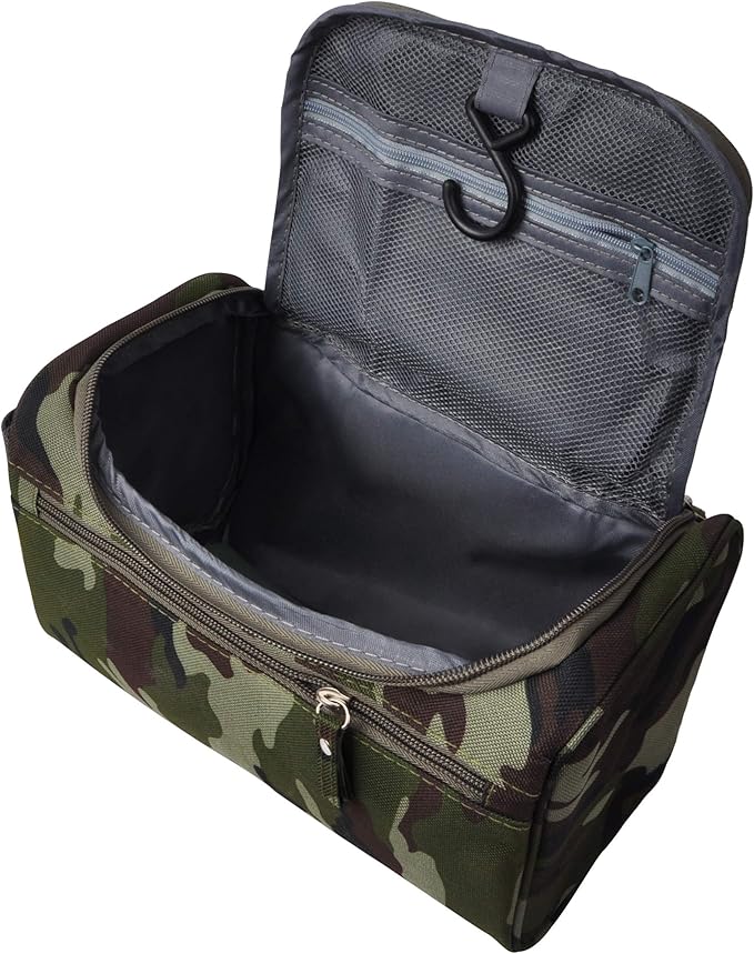 Vercord Mens Toiletry Bag Wash Travel Small Shaving Dop Kit Shower Bathroom Ditty Hygiene Bag Camo Dark Green