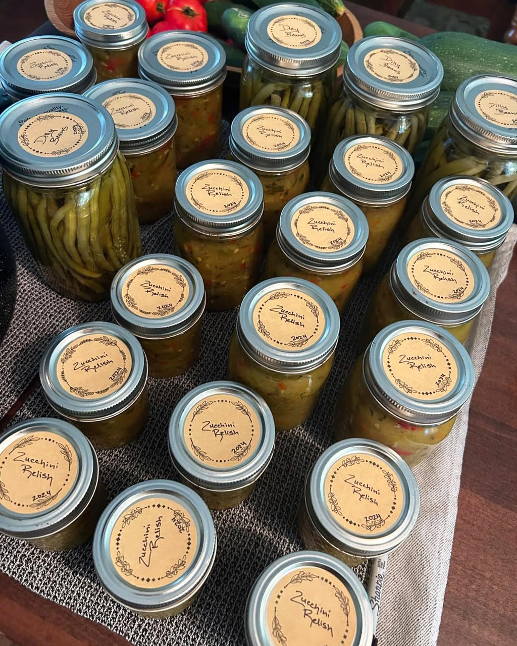 500pcs 2" Label Stickers for Jars and Lids, 4 Different Wreath Designs, Kraft Sticker Labels for Pantry, Mason Jars, Canning, Bottles