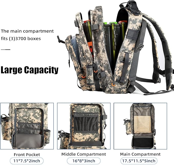 BLISSWILL Fishing Backpack - Waterproof with Rod Holder, Ideal Fishing Gear and Gifts for Men