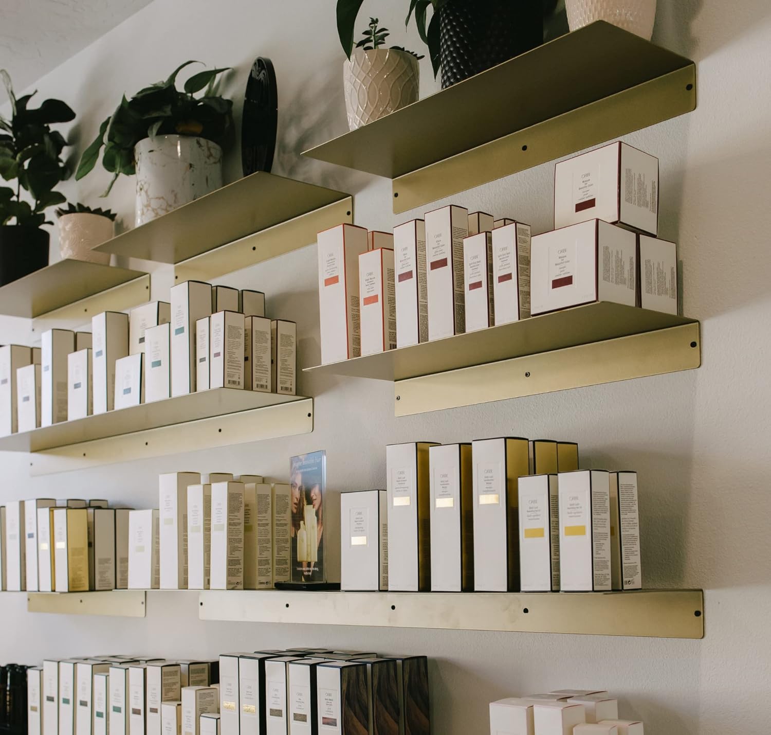 DIY CARTEL Made in USA 12 Inch Linear Floating Shelf - USA Manufactured Steel - Industrial Heavy Duty Metal Wall Mounted Modern Farmhouse Designed Shelf Ledge (12-in X 8-in Powder Coated Gold)