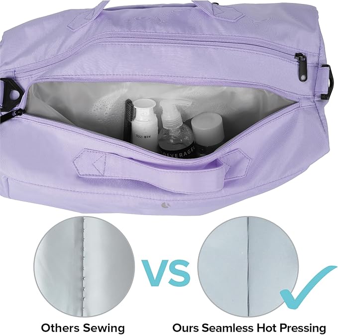 Sports fitness Gym Bag for Women, Yoga Swim Workout Travel Duffel Overnight Shoulder Bags with Shoe Compartment and Wet Pocket Ladies Weekend Carry on Luggage Dance College Purple